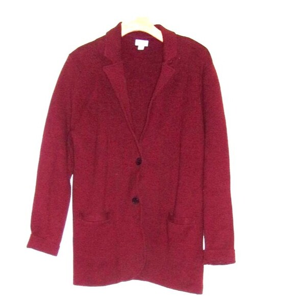 J. Crew Dark Purple Jacket Sz. L Cotton Sweatshirt Material - Picture 1 of 5